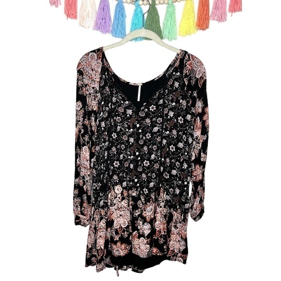 Free People Boho Lucky Loosie Swing Tunic Top Size Extra Small Mini Dress - Picture 3 of 15